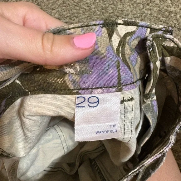 Pilcro Abstract Pattern Straight Leg Pants - Green, Purple, Cream - Picture 5 of 5